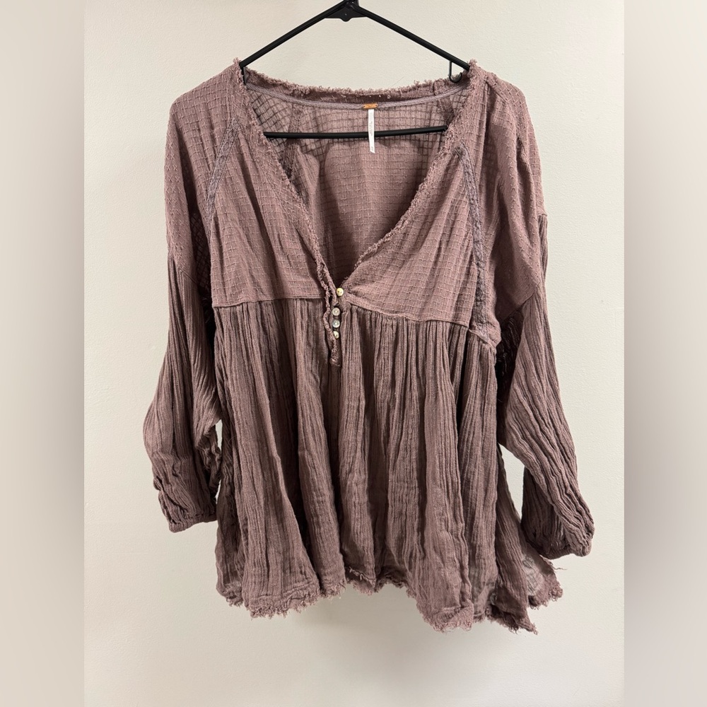 Free People Textured Mauve Blouse